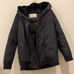 Babaton black down coat with hood